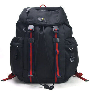 Gucci Backpack Tiger Motif Web Lines Black Techno Canvas Leather